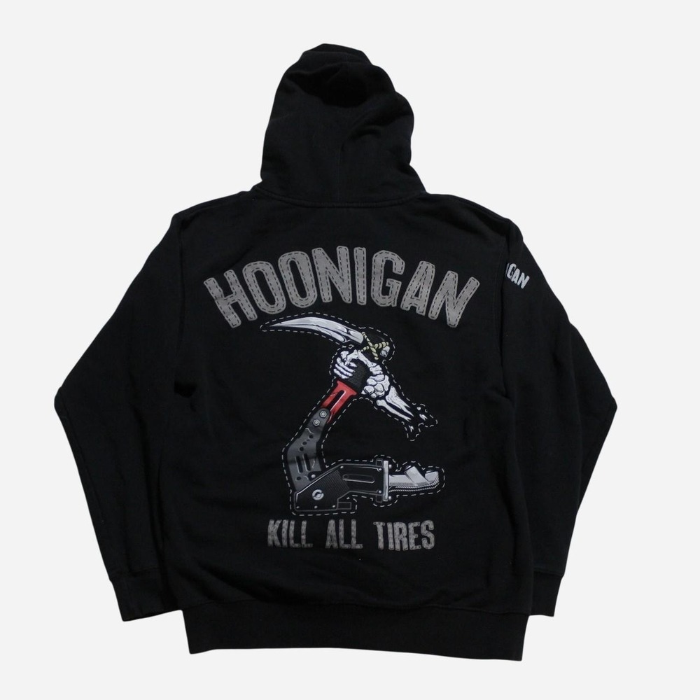 Mens Y2K Skater Streetwear Grunge Punk Hoonigan Black Zip-up Hoodie